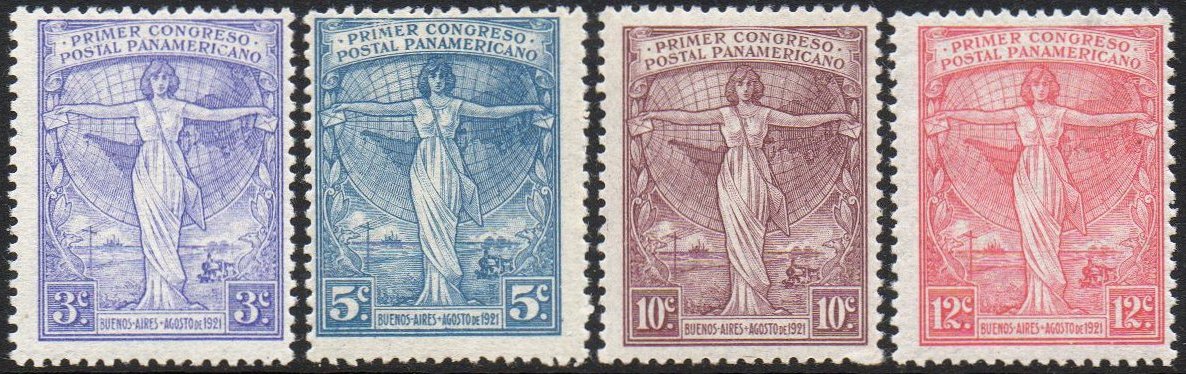 Argentina 1921 First Pan-American Congress set/4 postage stamps